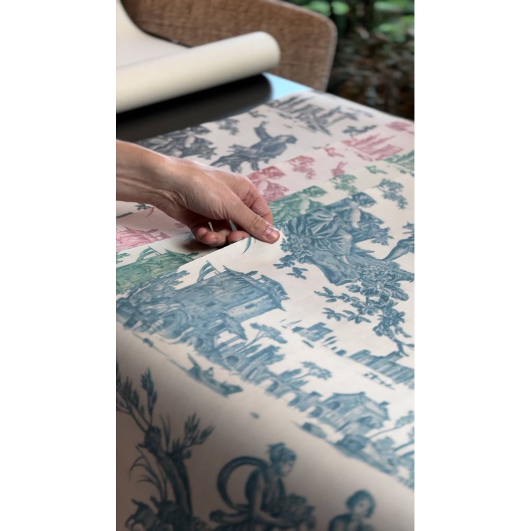 Toile de Jouy pattern wallpaper - Green